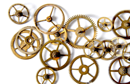 Picture of an Old Clock gears on a white backgroundの写真素材