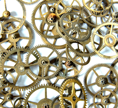 Picture of an Old Clock gears on a white background