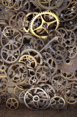 Picture of an Old Clock gears on a white backgroundの写真素材
