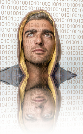 picture of a Handsome Man Portrait with digitsの写真素材