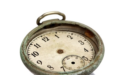 icture of an Old pocket watch isolated on white backgroundの写真素材