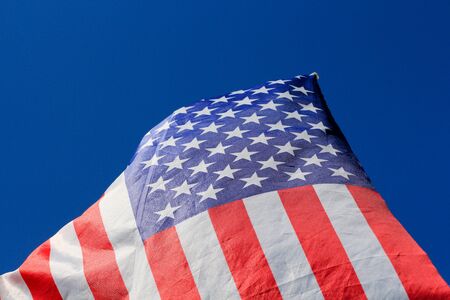 USA flag ona blue sky