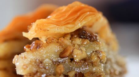 Handmade baklava, traditional turkish pastryの写真素材