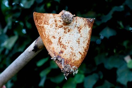 picture of an old rusty oxidated hoe.corrosionの写真素材