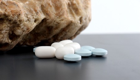 picture of a blue medical pills, health conceptの写真素材