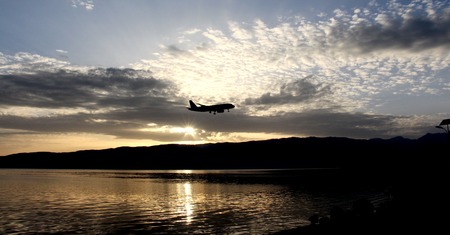 picture of a lake Ohrid, Macedonia Republic of , sunsetの写真素材