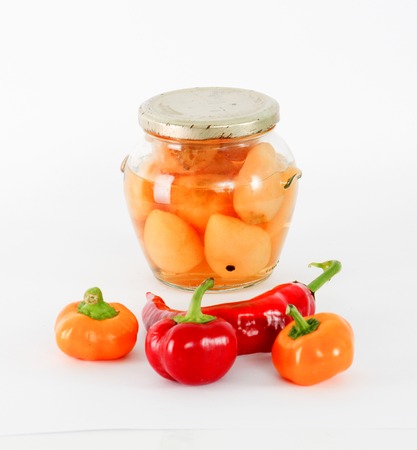 picture of a Canning, Jar, Food.vegetableson white backgroundの写真素材