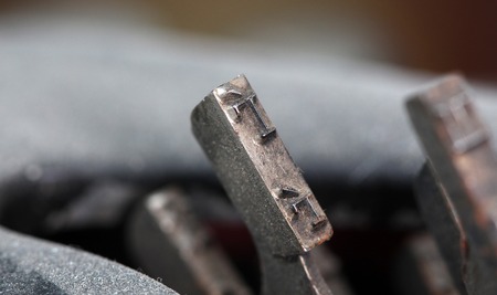 picture of a closeup of old disrty and dusty typewriter buttonsの写真素材