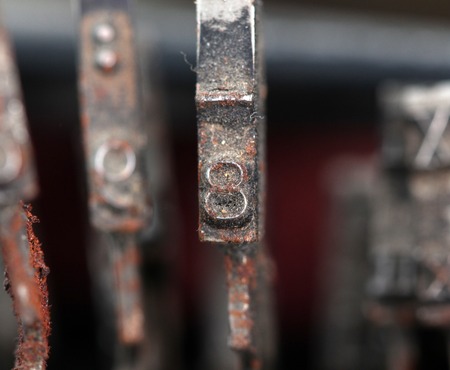 picture of a closeup of old disrty and dusty typewriter buttonsの写真素材