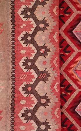 picture of a coooful macedonian hand made traditional woolen rugs. color concept