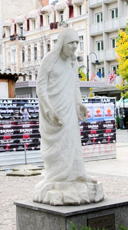 SKOPJE, MACEDONIA - OCTOBER 18,2016:: Memorial House of Saint Mother Teresa in Skopje Museum of Mother Teresa Humanitarian Worker and Nobel Prize Winner in Skopje, Macedonia.のeditorial素材