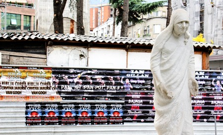 SKOPJE, MACEDONIA - OCTOBER 18,2016:: Memorial House of Saint Mother Teresa in Skopje Museum of Mother Teresa Humanitarian Worker and Nobel Prize Winner in Skopje, Macedonia.のeditorial素材