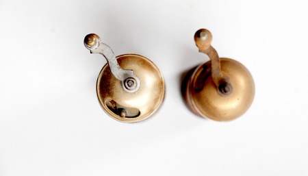 old pepper mill on whiteの写真素材