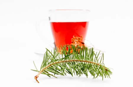 picture of a St. John's wort tea on white backgroundの写真素材