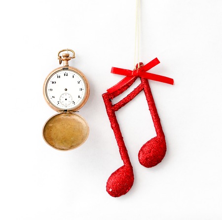 picture of a Christmas decoration with musical notes on white background.の写真素材