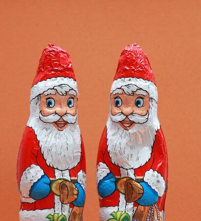 picture of a chocolate santa claus. studio shot, holiday conceptの写真素材
