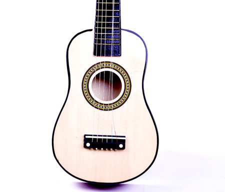 classical acoustic guitar isolated on a white backgroundの写真素材