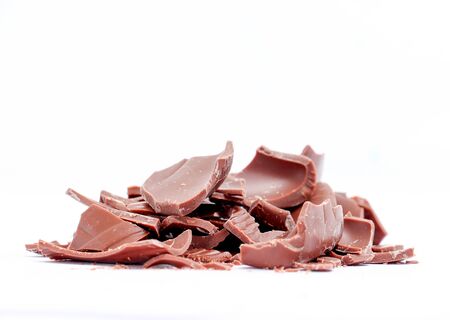 picture of a Chocolate pieces on white backgroundの写真素材