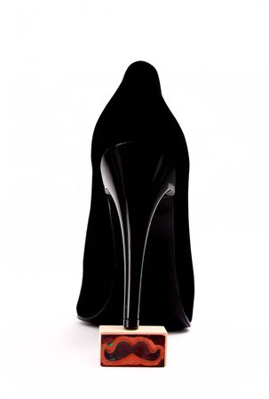 picture of a Black high heel isolated on white background,の写真素材