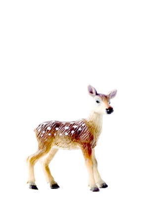 picture of a Toy deer figurine isolated over the white backgroundの写真素材