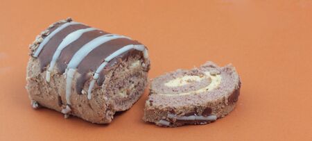 chocolate roll cakeの写真素材
