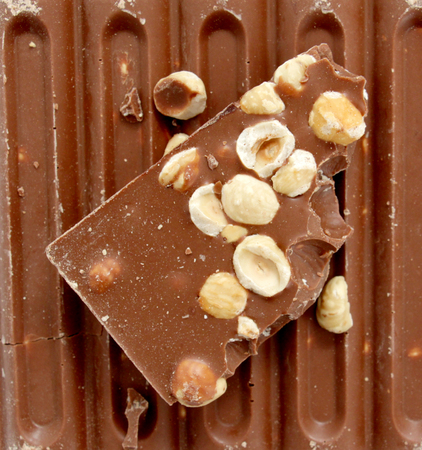 image of hazelnut chocolate, sweet food concept
