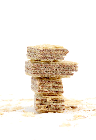image of a Chocolate waffers on a whiteの写真素材