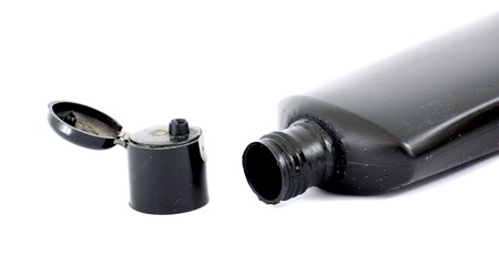 empty plastic black bottle on white background,imageの写真素材