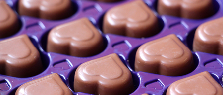 Chocolate hearts blue packaging.love concept,image of a