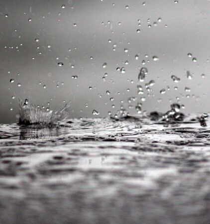image of a raindrops falling on a table surface