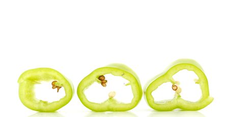 green sweet paprika on white background,image of aの写真素材