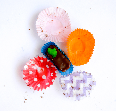 homemade chocolate sweets on white background,の写真素材