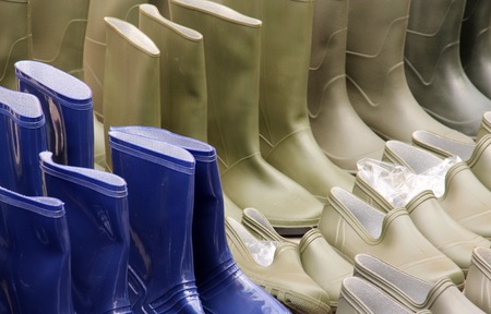 rubber boots for sale in a row,image of aの写真素材