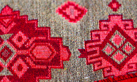 colorful geometric shapes of a carpet, top viewの写真素材