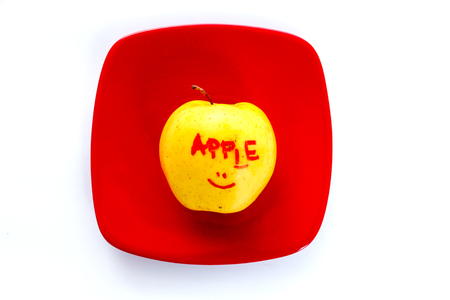 yellow ripe appleの写真素材