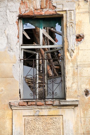 windows of an old ruined house