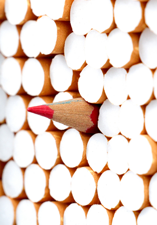 close-up of a cigarettes and red pencil,shallow dofの写真素材