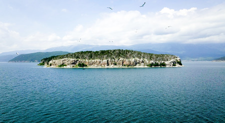 island golem grad in a lake prespa,macedonia,image