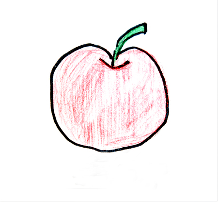 red apple drawing, education themeの写真素材