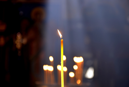 bruning candle in an orthodox churchの写真素材