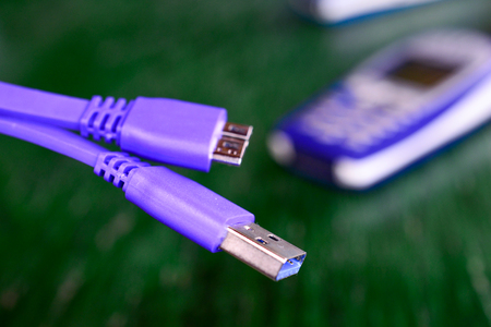 new usb 3 purple cableの写真素材