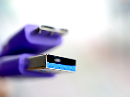 new usb two purple cableの写真素材