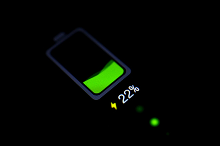 battery level indicator on a smartphone,black background