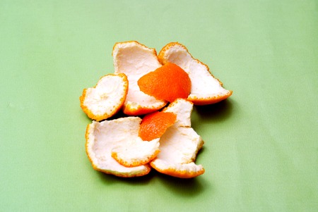 peels of an orange fruitの写真素材