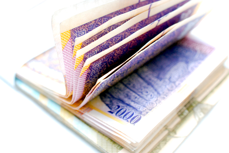 banknote, money ,denar curency of macedonia on white