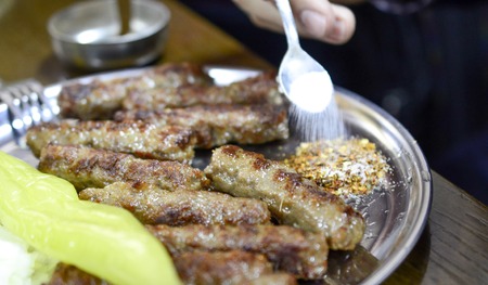 traditional grill in macedonia, kebap in a plate imageの写真素材
