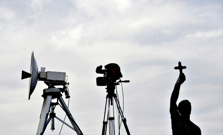 cross tv camera antenna, image of aの写真素材