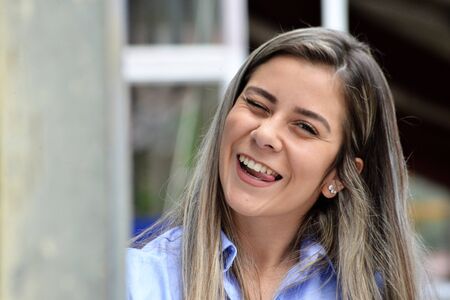 Beautiful young woman smiling.の写真素材