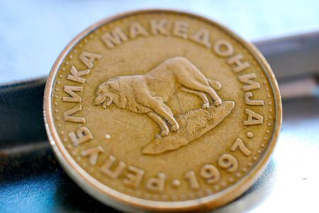 macedonian coin , denar close up imageの写真素材