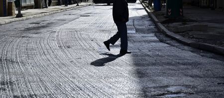 recontruction of a street road, municipal work concept